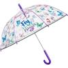 PERLETTI Ombrello Bambina Trasparente Lilla Azzurro - Ombrellino Bimbe 3 4 5 Anni con Farfalle Colorate Resistente Bordo Riflettente - Ombrello Antivento Piccolo Manuale - Diametro 69 cm (Farfalle)