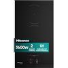 Hisense HI3201BC Piano cottura a Induzione, larghezza 30cm, 2 zone, Potenza max 3,6kW, Pannello Touch, Funzione Rapid Boil, Vetroceramica Nero
