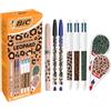 BIC e Tipp-Ex Collezione Leopardo - Penne a Sfera Punta Media (1,0 mm), Evidenziatore dalla punta a scalpello, Nastri Correttori (6 m x 5 mm) - Motivi Casuali, Confezione da 8