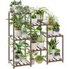 Bamworld Supporto per piante da interno, mensola per piante in legno per esterni a più livelli, per più piante, 3 pneumatici, 7 scale in vaso, supporto per vasi da tavolo, per finestra, giardino, balcone,