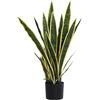 Outsunny Sanseveria Artificiale in Vaso, Pianta Finta da Esterno e Interno con 21 Foglie Modellabili, per Interno ed Esterno, Giardino, Ufficio, Soggiorno, Ø15x77 cm