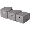 Esselte Set di 3 Contenitori Grandi con Coperchio in Cartone Riciclato e Riciclabile al 100%, Ottimali per lo Stoccaggio e l'Archiviazione, Design Geometrico, 355 mm x 305 mm x 510 mm, Grigio
