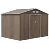 Outsunny Casetta da Giardino 5m² in Acciaio Zincato con kit Fondazione, Prese d'Aria, Capanno da Giardino con Tetto Inclinato, Doppia Porta Scorrevole Bloccabile, Capanno Porta Attrezzi Marrone Chiaro