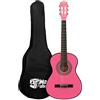 Mad About MA-CG03 Chitarra classica misura 3/4, con tracolla custodia, plettri, corde di ricambio - colore rosa