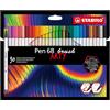 Stabilo Pen 68 brush - Pennarello Premium con punta a pennello - ARTY - Astuccio da 30 - Colori assortiti