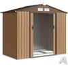 Outsunny Casetta da Giardino 2.5m² in Acciaio Zincato con Basamento e Prese d'Aria, Capanno Porta Attrezzi con Tetto Inclinato, Doppie Porte Scorrevoli Bloccabili, 213x130x185 cm, Giallo