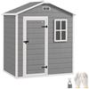Outsunny Casetta da Giardino 1.9m² in PP e Alluminio con Pavimento, Capanno da Giardino Porta Attrezzi con Porta Bloccabile, Prese d'Aria, Finestra, Tetto Inclinato, Guanti, Grigio