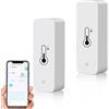 Zecamin Termometro igrometro smart, WiFi sensore mini per temperatura interna e umidità, sensore di temperatura e umidità per ambienti, controllo remoto tramite app per serra e cantina, compatibile Alexa.2PCS
