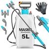 MASKO® Spruzzatore a pressione resistente agli acidi da 5L con ugelli regolabili e tubo da 1,3 m | Spruzzatore per protezione delle piante, giardino e auto | Pompa irroratrice con cinghia per il