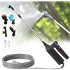 SYLSTAR Pompa Irroratrice a Batteria,3 Velocità di Pompa Irroratrice 8m,7.4V Spruzzatore Forte con Indicatore di Batteria, 4 Ugelli Regolabili Nebulizzatore Piante con 60CM Asta Telescopica