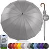 Royal Walk Ombrello Pioggia Antivento Grande 54 Pollici Ombrello Portatile Automatico Aperto Per 2 Persone Uomo Di Legno Leggero Resistente 16 Costole Golf Da Viaggio Impermeabile Robusto 120cm Grigio