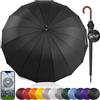Royal Walk Ombrello Pioggia Antivento Nero Grande 54 Pollici Portatile Automatico Aperto Per 2 Persone Uomo Di Legno Leggero Resistente 16 Costole Golf Da Viaggio Impermeabile Robusto 120 cm