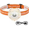 GUYUCOM Torcia frontale a LED, ricaricabile, 6 modalità ad alta potenza, portatile, multifunzione, impermeabile, con angolo regolabile, per lavoro, campeggio e corsa (rotonda)