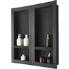 VEVOR Nicchia per Doccia, 40,6 x 81,3 cm Quattro Strati, Nicchia da Parete Incassata con Ripiano Mobile, 10,2 cm di Spessore, per Sapone, Angoli Quadrati, Sigillato Impermeabile, Nero