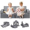 VEVOR Divano Modulare per Bambini, Sedia Componibile Trasformabile con Braccioli, Spugna 28D e Pelo Corto, Combinazione Creativa per Sala Giochi, Camera da Letto, Soggiorno, Grigio, 14 Pezzi