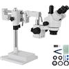 VEVOR Microscopio Stereo Simul-Focale 3.5X-90X Microscopio Stereo Trinoculare 360 ° Orientabile con Doppio Braccio