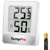 TempPro ThermoPro TP49 Mini Igrometro Termometro Digitale Termoigrometro da Interno per Casa Monitor di Temperatura e umidità per Ambienti con Livello di Comfort, Bianco