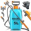 MASKO® Spruzzatore a pressione resistente agli acidi da 5L con ugelli regolabili e tubo da 1,3 m | Spruzzatore per protezione delle piante, giardino e auto | Pompa irroratrice con cinghia per il