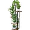 Bamworld Porta Piante da Interno Esterno Portavasi da Balcone Supporto per Piante Scaffali in Metallo Marrone 5 piani Bonsai Arredo Giardino
