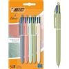 BIC 4 Colours Mineral Tones Penne A Sfera Punta Media 1,00 mm, Pacco Da 5