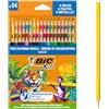 BIC Matite per colorare BIC Kids Smooth realizzate al 100% con legno proveniente da fonti responsabili - Colori standard, metallizzati, pastello e fluo assortiti, Confezione da 54