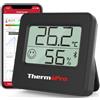 TempPro ThermoPro TempPro TP357 Bluetooth Igrometro Mini Termometro Ambiente Interno con Allarme, Misuratore di Umidità e Monitor di Temperatura con App Intelligente e Registrazione Dati con Sensore