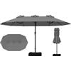RELAX4LIFE Ombrellone Doppio da Giardino 4,5 x 2,4 M, Ombrellone da Balcone con Apertura a Manovella, 2 Sacchi di Sabbia Parasole per Patio, Cortile, Ristorante o Bar (Grigio, 443 x 263 cm)