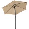 Yaheetech Ombrellone da Giardino Esterno 230 cm Portatile Parasole Protezione UV con Manovella 6 Stecche Reclinabile Telo in Poliestere Tubo in Alluminio Spiaggia Balcone Terrazzo Ecrù