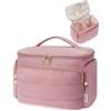 WANDF Beauty Case da Viaggio Donna, Grande Trousse Trucco a Larga Apertura con Maniglia, Organizer per Toiletries, Cosmetici, Accessori ed Essenziali da Viaggio, Rosa