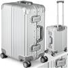 tectake® trolley bagaglio a mano, 53x38x24,5 cm, 36L, per cappelliera Easyjet, British Airways, Jet2, valigia bagaglio a mano, lega alluminio magnesio, TSA, ruote doppie 360 gradi, luggage rigida