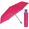 PERLETTI Ombrello Portatile con Fantasia Fiori Pois - Ombrellino Pieghevole Antivento Resistente - Ombrello Piccolo Donna Elegante Mini - Apertura Automatica Diametro 96 cm (Rosso Lampone)