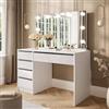 Dmora Scrivania Mariana 120x55x143h cm Bianco Bianco Lucido Modulabile 4 Cassetti, Fori Passacavi