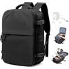 SEAFEW Zaino Sottovuoto da Viaggio con Pompa Borsa da Cabina per Ryanair 40x30x20 Aereo Bagaglio a Mano per Easyjet Impermeabile Lavoro e Scuola Trekking Casual Daypack per 14" laptop,C01-Nero