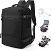 SEAFEW Zaino Sottovuoto da Viaggio con Pompa Borsa da Cabina per Ryanair 40x30x20 Aereo Bagaglio a Mano per Easyjet Impermeabile Lavoro e Scuola Trekking Casual Daypack per 14" laptop,B01-Nero