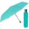 PERLETTI Ombrello Pieghevole Automatico Donna a Pois - Ombrellino Antivento Compatto Piccolo Resistente - Ombrello Mini da Viaggio Borsa Ragazza Colori Pastello - Diametro 96 cm (Verde a Pois)