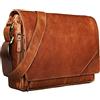 STILORD "Nick" Borsa messenger uomo donna in pelle stile Vintage Tracolla in vero cuoio Portadocumenti per PC, A4 per università ufficio e lavoro Colore:cognac lucente