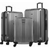 FERGÉ set di 3 valigie viaggio CANNES - bagaglio rigido dure leggera 3 pezzi valigetta 4 ruote grigio