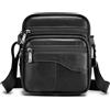 BAGZY Borsello Uomo Pelle Tracolla Piccola Borsa da Viaggio Regalo Uomo (Nero)