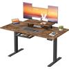 VASAGLE Scrivania Regolabile Elettricamente in Altezza, 140 x 70 cm, per Lavoro in Piedie, Supporto Monitor, Cassetto, Porta USB-C, Promemoria Sedentarietà per Ufficio, Marrone Vintage LSD154KD01