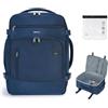 ECOHUB Zaino Bagaglio a Mano Easyjet 45x36x20 Valigia Viaggio Aereo Sotto il Sedile 13 Tache Zaino da Cabina Porta USB Grande Impermeabile Ecologica in PET Riciclato da 30 Litri (Blu)