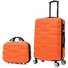 CELIMS - Set Valigie | Valigia Media 20 kg Rigida Arancione + Beauty Case da Viaggio 35cm | Valigia da Stiva 65cm | Trolley Medio 65cm con 4 Ruote | Valigie con Beauty Case