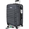 KESSER® Valigia da viaggio, incl, Bilancia per bagagli + Etichetta per bagagli, Trolley, Valigia, Serratura a combinazione, Guscio rigido in ABS, 66cm - 84L / Antracite