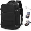 SEAFEW Zaino Sottovuoto da Viaggio con Pompa Borsa da Cabina per Ryanair 40x30x20 Aereo Bagaglio a Mano per Easyjet Impermeabile Lavoro e Scuola Trekking Casual Daypack per 14" laptop,A01-Nero