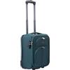 R.Leone Bagaglio a Mano 40x30x20cm Wizzair Vueling 2 Ruota in stoffa A16 (Verde, XXS 40x30x20cm 2Ruota)