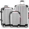 Monzana® Set di Valigie 3 Pezzi con Lucchetto Organizer Cinghia Maniglie Ruote Doppie Piedi Trolley Rigido M-L-XL