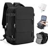 SEAFEW Zaino Sottovuoto da Viaggio 40x30x20 con Pompa, Borsa da Cabina per Ryanair Bagaglio a Mano Impermeabile Lavoro e Scuola Trekking Casual Daypack per 14" laptop,M1-nero
