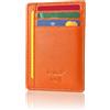 Bronzi® Portafoglio Uomo Slim Piccolo | Portacarte Uomo Donna Portatessere Porta Carte Di Credito | Portafogli Mini Protezione RFID con Portamonete | Box Regalo - Brand Italiano