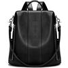 S-ZONE Zaino da donna in morbida pelle, antifurto, impermeabile, per la scuola, 2-nero, 48, Zaino daypack