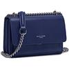 David Jones - Piccola Borsa a Tracolla Spalla Donna - Borsa Mano PU Pelle con Patta - Messenger Crossbody Bag Clutch Borsetta Sera Pochette Elegante Shopping Viaggio - Blu