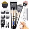 Gimars 4-in-1 Tosatrice Silenziosa per Cani Professionale, Rasoio per Cani 7000 RPM, Kit Toelettatura Animale Domestico Senza Fili, Tosatore Elettrica per Gatti Pelo Lungo Ricaricabile USB, Oro